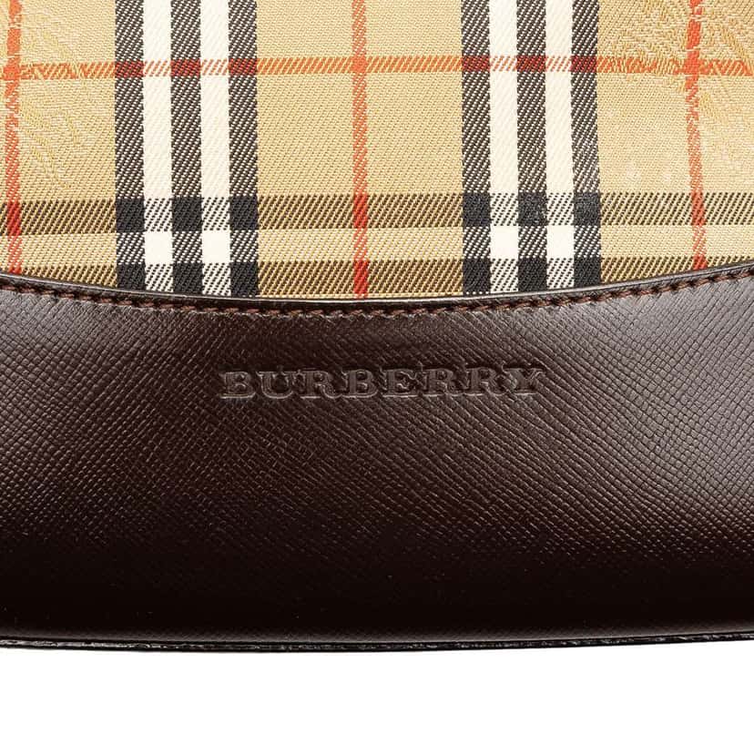 Burberry Haymarket Check Canvas Tote Brown Canvas Good condition - Box View