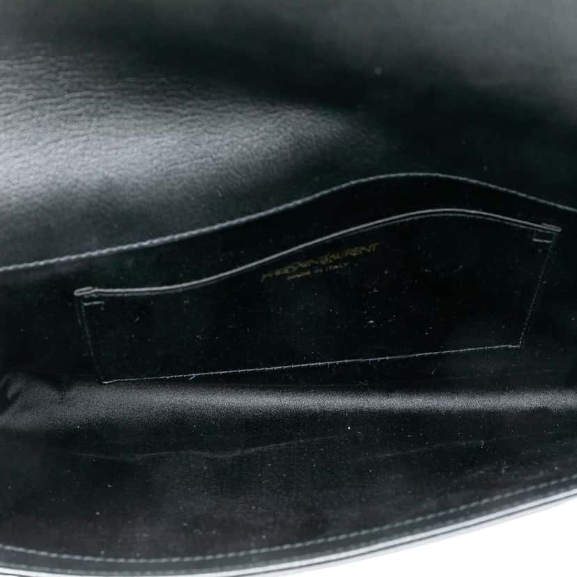 Saint Laurent Large Leather Monogram Belle De Jour Clutch Black Leather Good condition - Model View