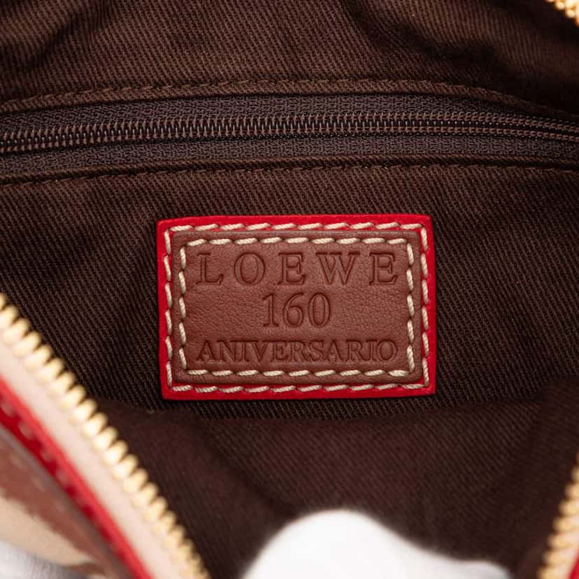 Loewe 160th Anniversary Suede Trimmed Canvas Shoulder Bag Brown Canvas Very good condition - Box View