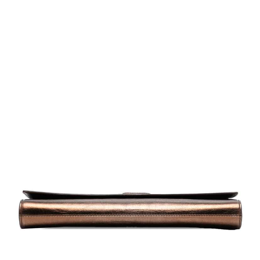 Saint Laurent Large Metallic Leather Belle de Jour Clutch Brown Leather Good condition - Inside View