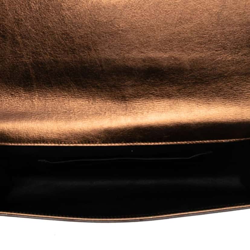 Saint Laurent Large Metallic Leather Belle de Jour Clutch Brown Leather Good condition - Model View