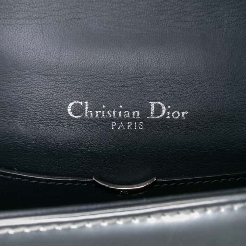 Dior Mini Metallic Patent Microcannage Diorama Flap Silver Leather Good condition - Box View