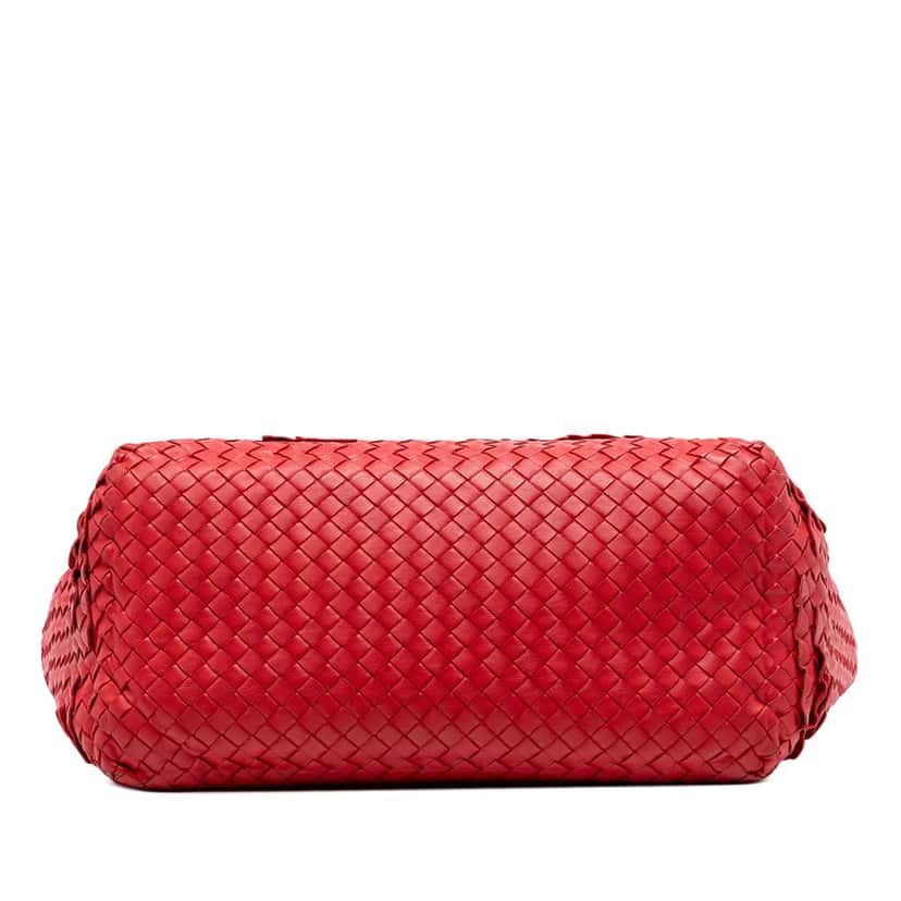 Bottega Veneta Nappa Intrecciato Ruffle Tote Red Leather Good condition - Inside View