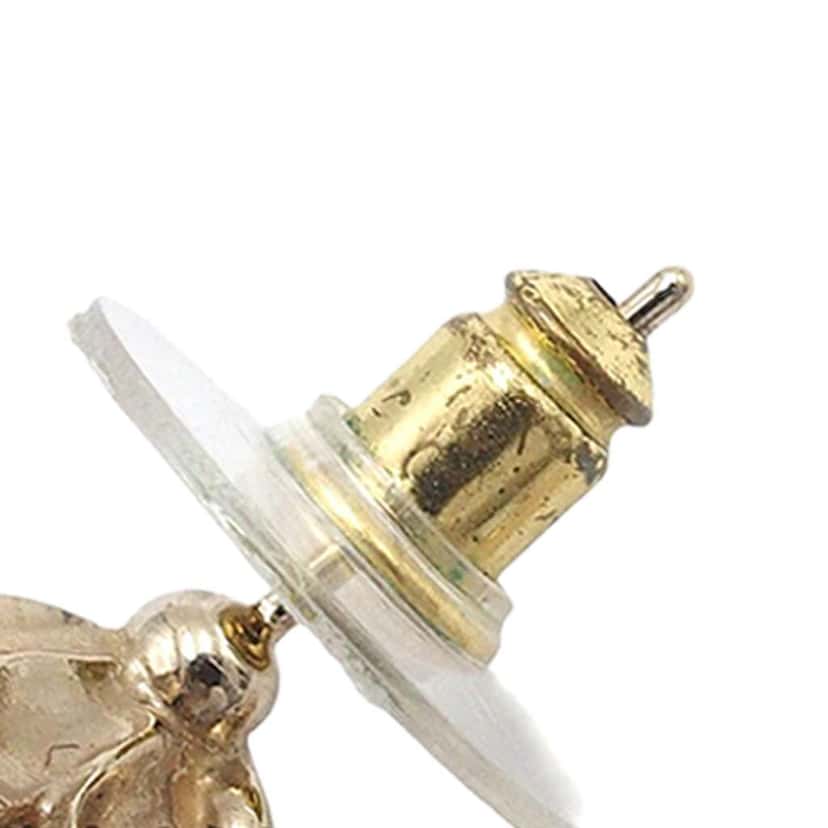 Chanel CC Gold Plated Faux Pearl Rhinestone Drop Push Back Earrings Gold Metal Good condition - Box View