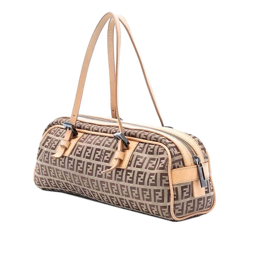 Fendi Zucchino Canvas Handbag Brown Canvas Good condition - Back View