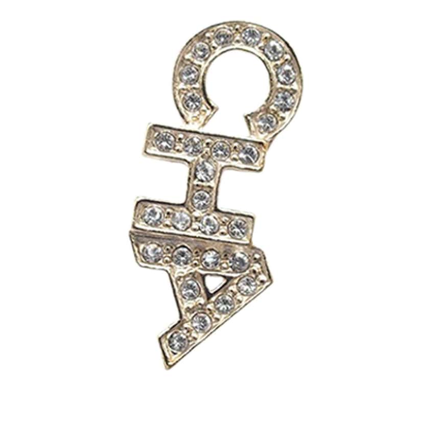Chanel CC Gold Plated Crystals Logo Push Back Earrings Gold Metal Good condition - Back View