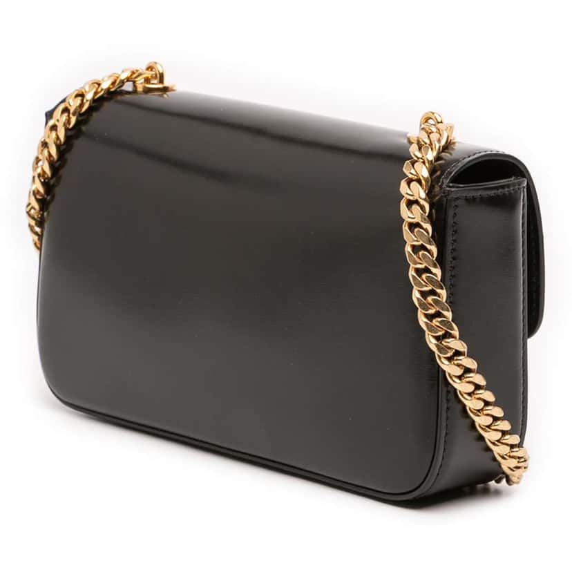 Celine Smooth Calfskin Cuir Triomphe Chain Shoulder Bag Black Leather Good condition - Back View