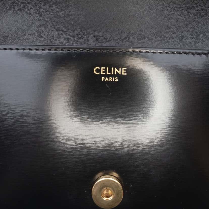 Celine Smooth Calfskin Cuir Triomphe Chain Shoulder Bag Black Leather Good condition - Box View