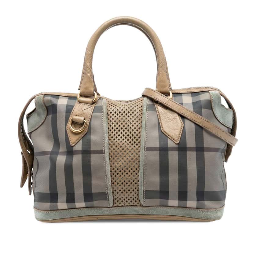 Burberry House Check Canvas Satchel Brown Canvas Very good condition - Front View