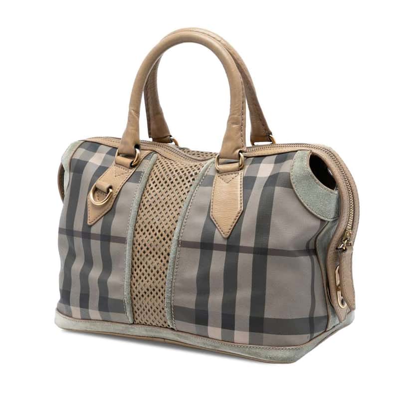 Burberry House Check Canvas Satchel Brown Canvas Very good condition - Back View