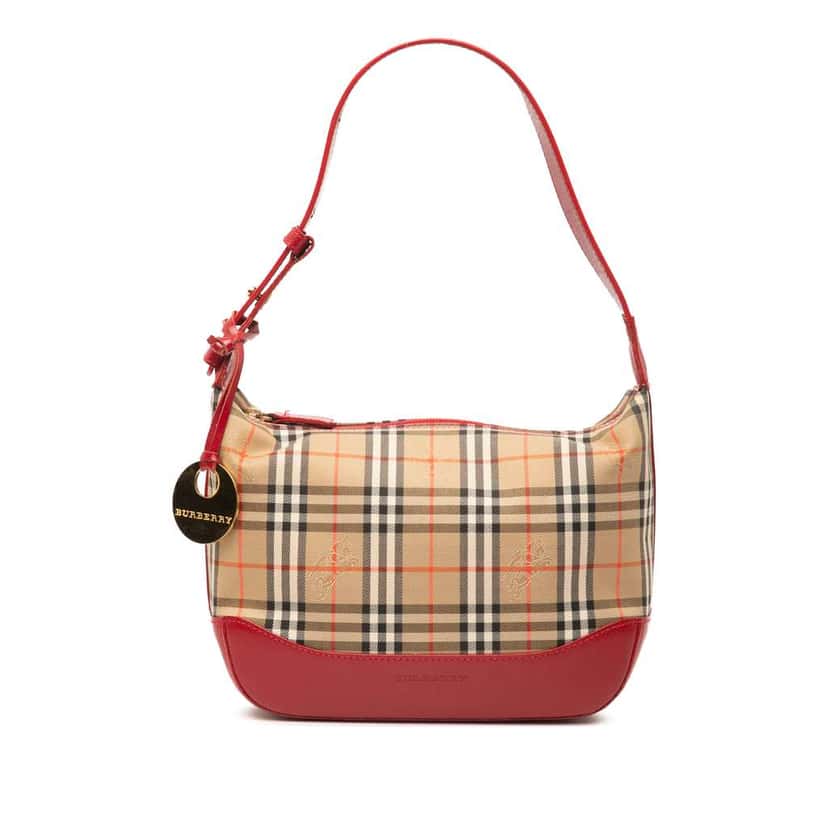 Burberry Haymarket Check Canvas Shoulder Bag Brown Canvas Good condition - Front View