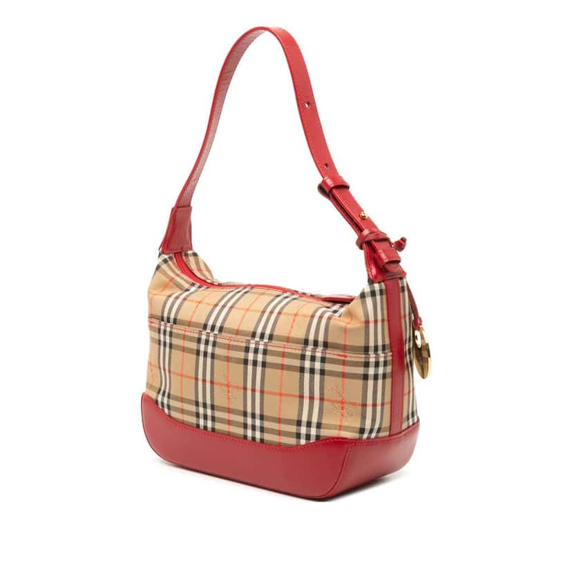 Burberry Haymarket Check Canvas Shoulder Bag Brown Canvas Good condition - Back View