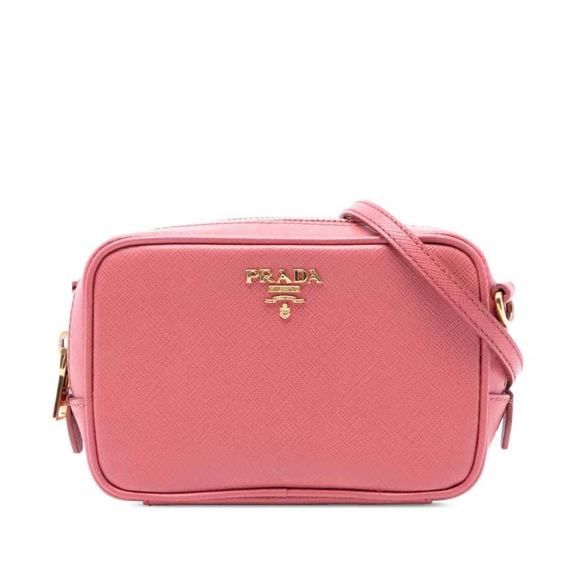 Prada Mini Saffiano Camera Bag Pink Leather Very good condition - Front View