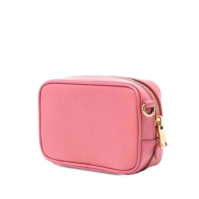 Prada Mini Saffiano Camera Bag Pink Leather Very good condition - Back View