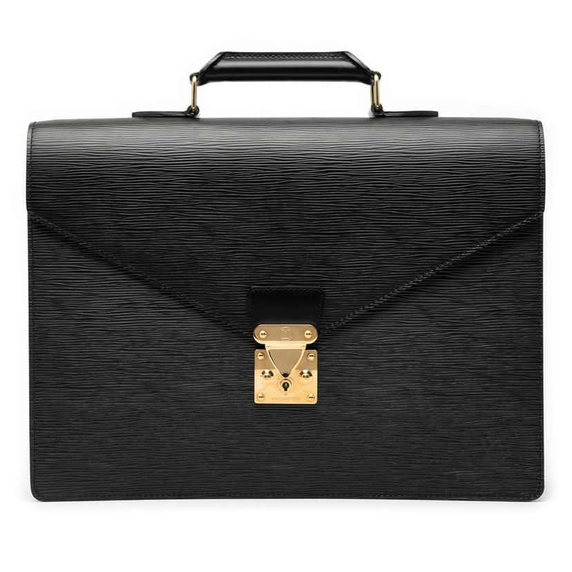 Louis Vuitton Epi Serviette Ambassadeur Black Leather Good condition - Front View