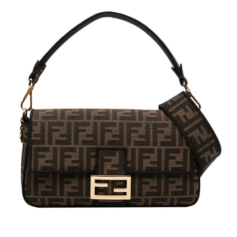 Fendi Medium Zucca Canvas Baguette Satchel Brown Canvas Good condition - Front View