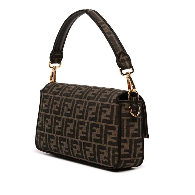 Fendi Medium Zucca Canvas Baguette Satchel Brown Canvas Good condition - Back View