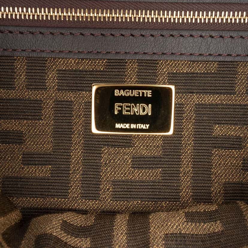 Fendi Medium Zucca Canvas Baguette Satchel Brown Canvas Good condition - Box View