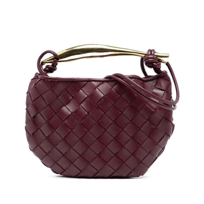 Bottega Veneta Baby Lambskin Intrecciato Sardine Satchel Red Leather Good condition - Front View