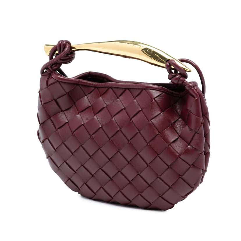 Bottega Veneta Baby Lambskin Intrecciato Sardine Satchel Red Leather Good condition - Back View