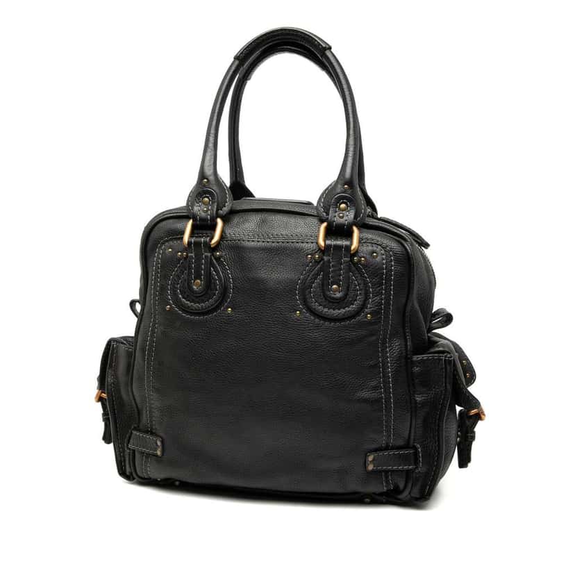 Chloé Large Grained Leather Paddington Handbag Black Leather Good condition - Back View