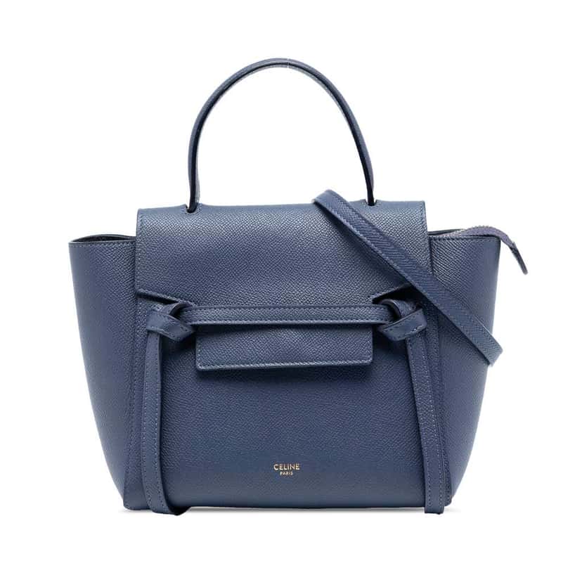 Celine Nano Grained Calfskin Belt Bag Blue Leather Good condition - Front View