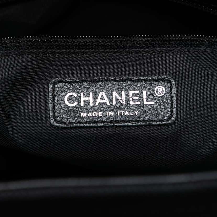 Chanel Large Quilted Coated Canvas Paris Biarritz Tote Black Canvas Good condition - Box View