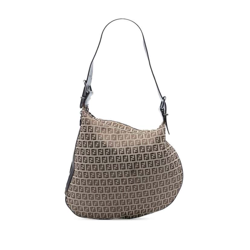 Fendi Zucchino Canvas Oyster Hobo Brown Canvas Good condition - Front View