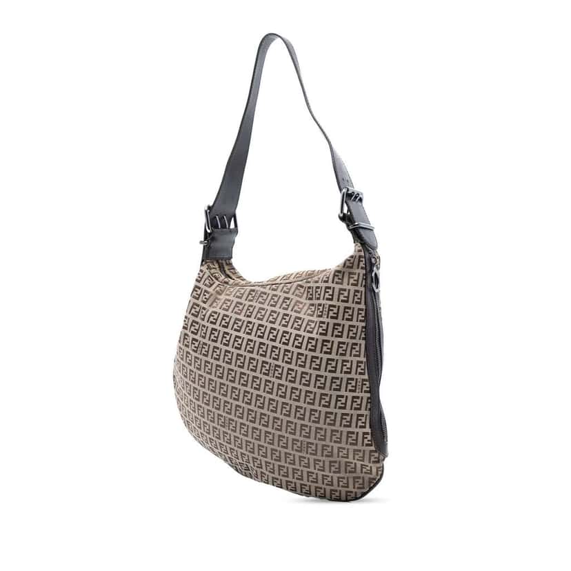 Fendi Zucchino Canvas Oyster Hobo Brown Canvas Good condition - Back View