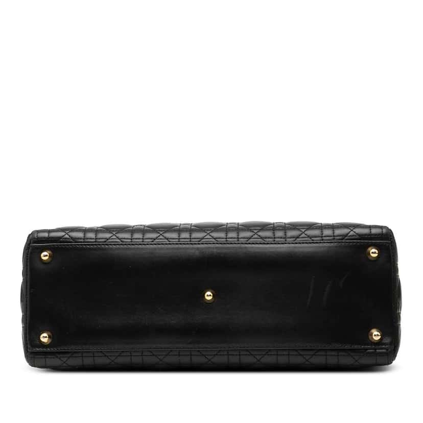 Dior Large Lambskin Cannage Lady Dior Black Leather Good condition - Inside View