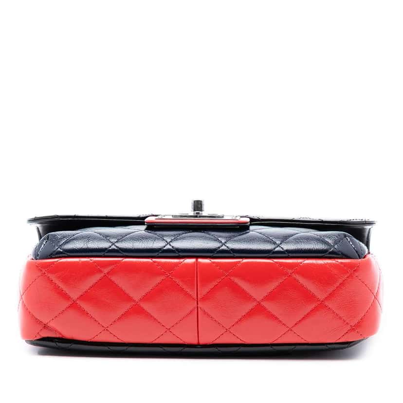 Chanel Medium Tricolor Quilted Glazed Calfskin CC Plate Flap Black Leather Very good condition - Inside View