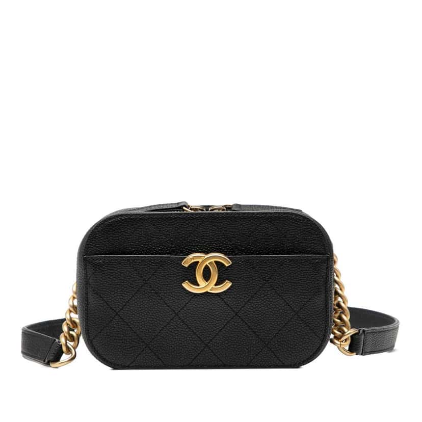 Chanel CC Stitched Caviar Chic Affinity Belt Bag Black Leather Good condition - Front View