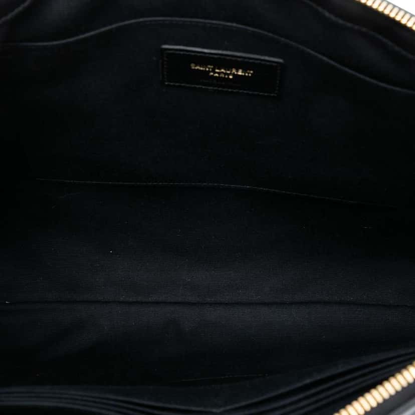 Saint Laurent Quilted Chevron Leather Monogram Document Holder Black Leather Good condition - Model View