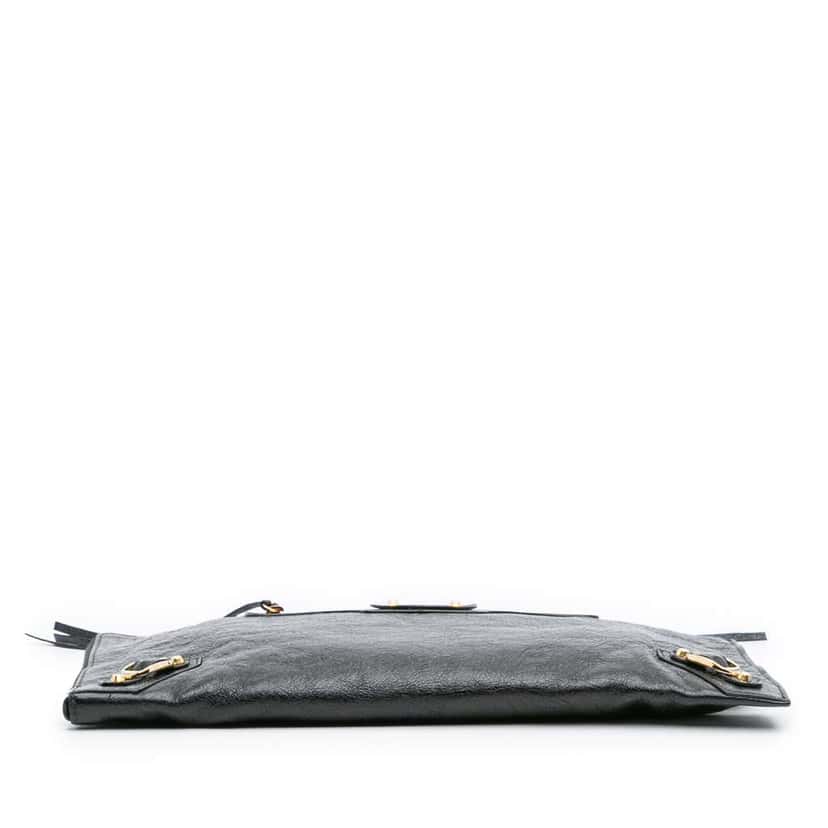 Balenciaga Lambskin Motocross Classic Zip Around Flat Clutch Black Leather Good condition - Inside View
