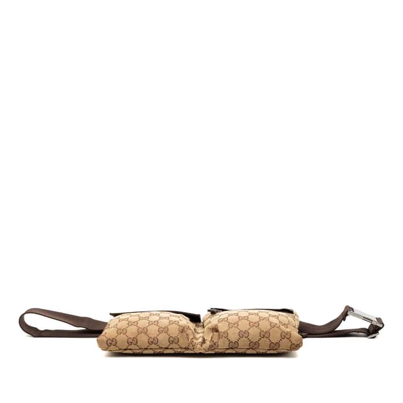 Gucci GG Canvas Double Pocket Belt Bag Brown Canvas Good condition - Inside View