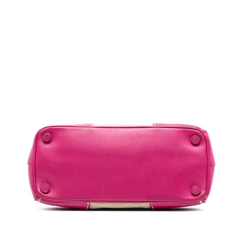 Prada Small Canvas and City Calf Hand Stitched Galleria Double Zip Satchel Brown Canvas Good condition - Inside View