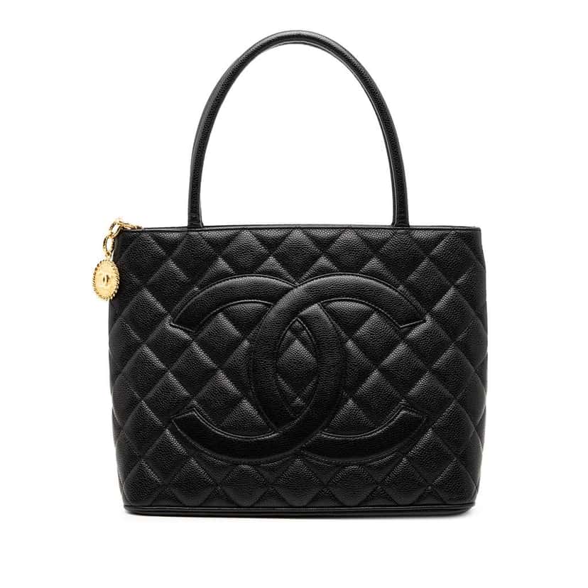 Chanel Caviar Medallion Tote Black Leather Good condition - Front View