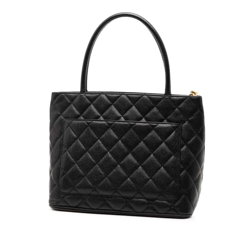 Chanel Caviar Medallion Tote Black Leather Good condition - Back View
