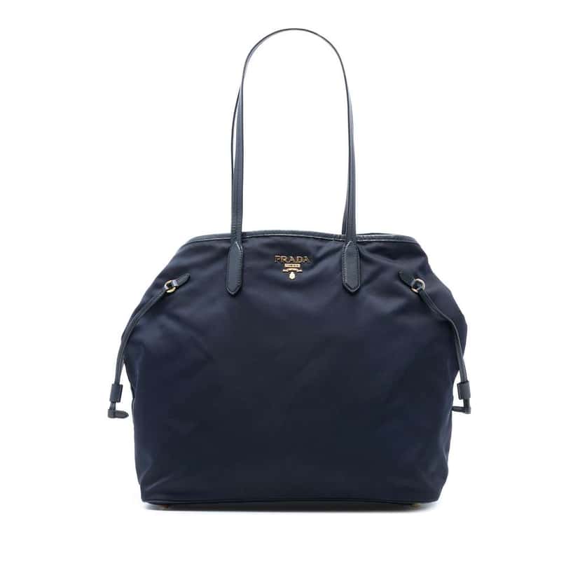Prada Saffiano Trimmed Tessuto Open Convertible Tote Blue Good condition - Front View