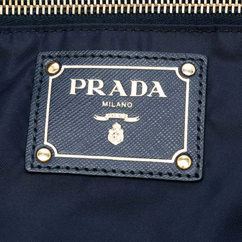 Prada Saffiano Trimmed Tessuto Open Convertible Tote Blue Good condition - Box View