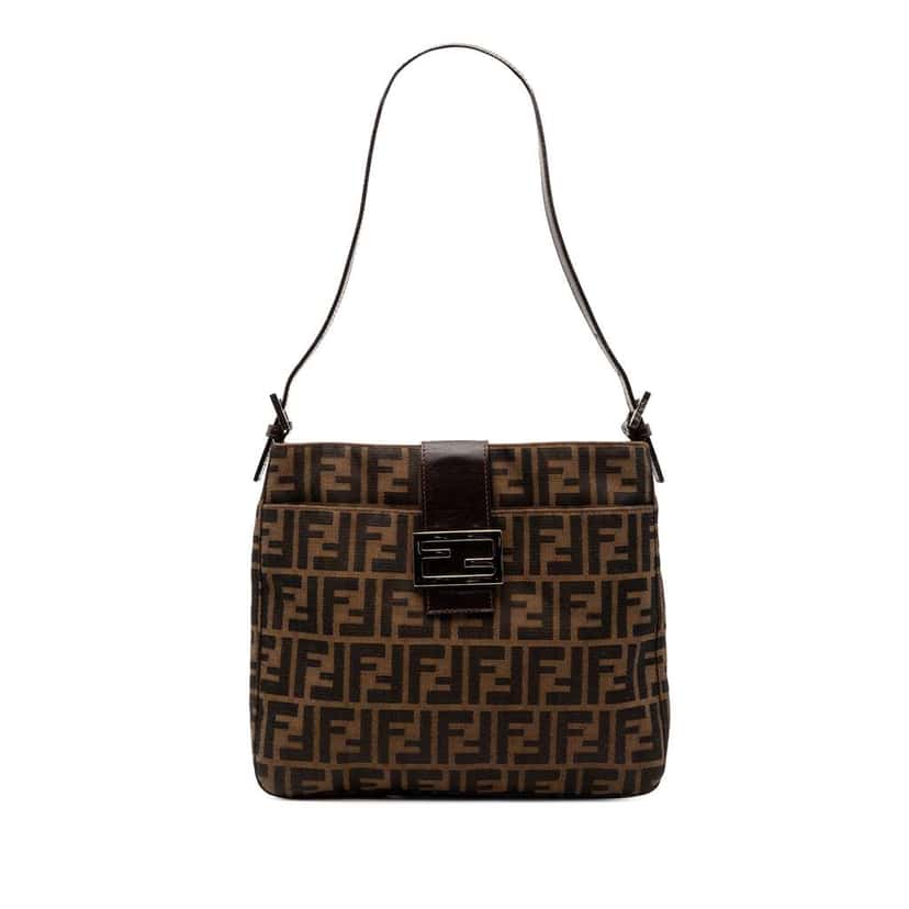 Fendi Zucca Canvas Shoulder Bag Brown Canvas Very good condition - Front View