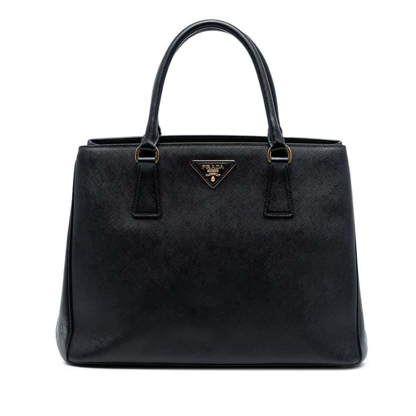 Prada Medium Saffiano Lux Galleria Satchel Black Leather Good condition - Front View