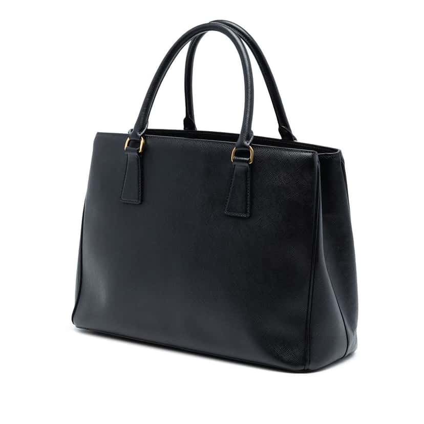 Prada Medium Saffiano Lux Galleria Satchel Black Leather Good condition - Back View