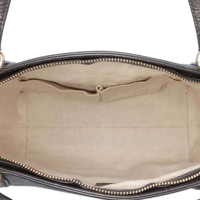Gucci Small Pebbled Leather Soho Cellarius Satchel Black Leather Good condition - Model View