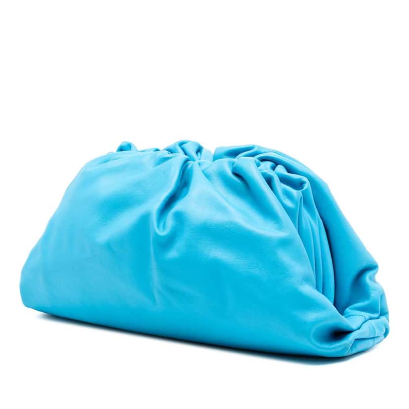 Bottega Veneta Lambskin The Pouch Blue Leather Very good condition - Back View