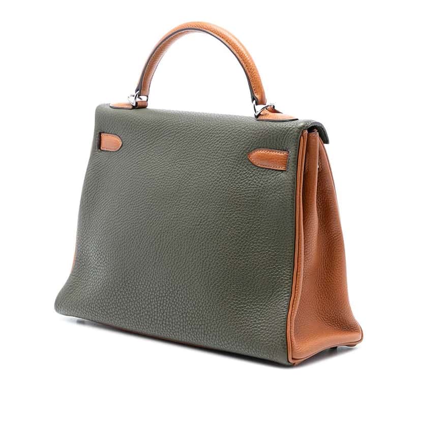 Hermès Tricolor Togo Kelly II Retourne 32 Green Leather Good condition - Back View