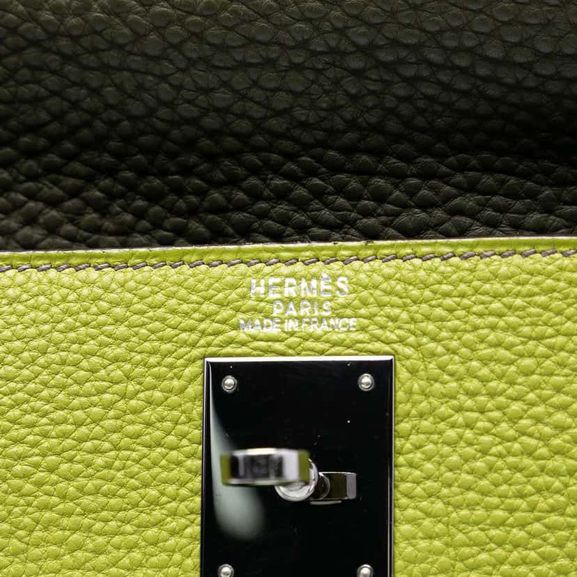 Hermès Tricolor Togo Kelly II Retourne 32 Green Leather Good condition - Box View
