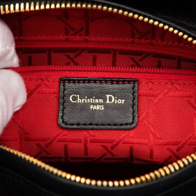 Dior Medium Lambskin Cannage Lady Dior Black Leather Very good condition - Box View