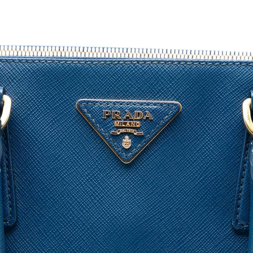 Prada Large Saffiano Lux Galleria Double Zip Tote Blue Leather Good condition - Box View