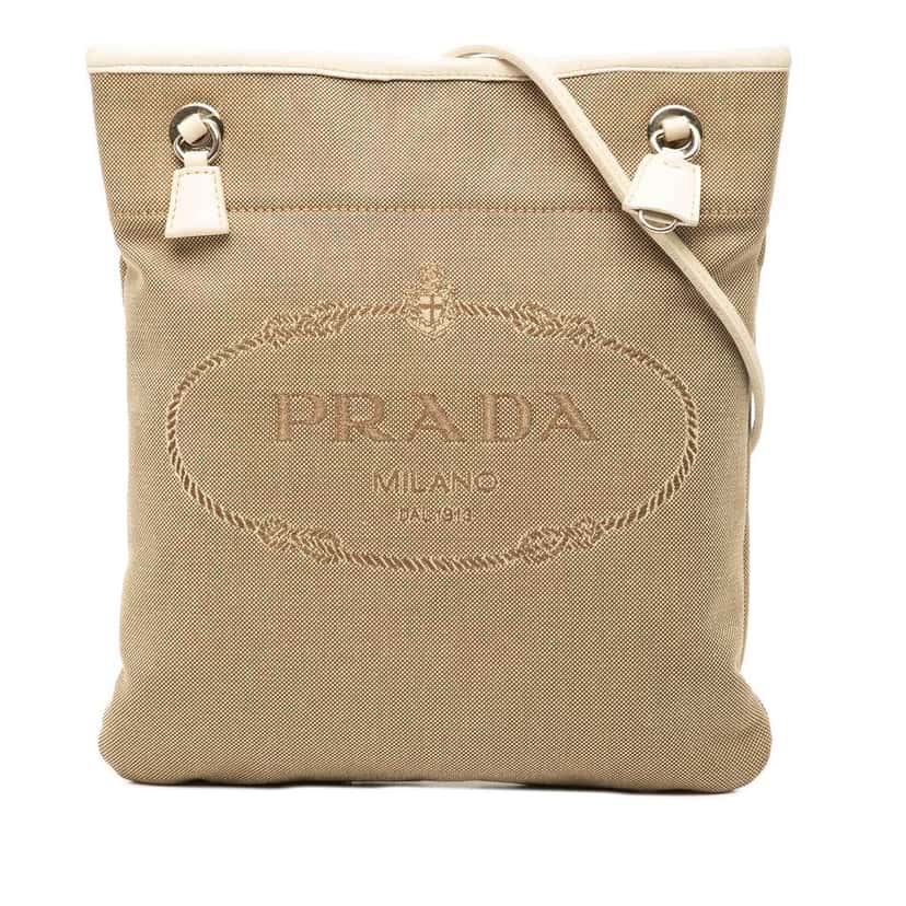 Prada Canvas Canapa Logo Crossbody Brown Canvas Good condition - Front View